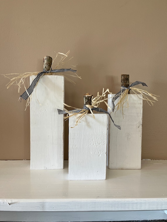 Wood Block Pumpkins, Rustic Fall Decor