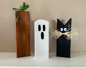 Halloween Wood Block Decor, Rustic Fall Decor