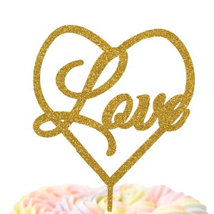 Heart With Love Cake Topper, Love Cake Topper