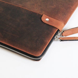 ASUS 15 Inch Handmade Leather Laptop Sleeve Case with document holder pocket for MacBook 13 Inch HP Lenovo 14 Inch 12 Inch DELL