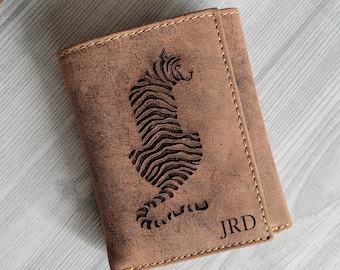 Personalized Leather Trifold Wallet: Engraved Monogram, RFID Blocking