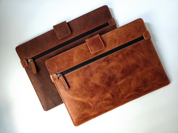 Leather Document Holder Porte Documents Cuir Brown 