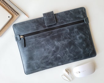 Minimalist leather laptop sleeve, aesthetic New 2022 MacBook Pro 14 M1 and Air 13 M2 case, MacBook Pro 14 Designer cover