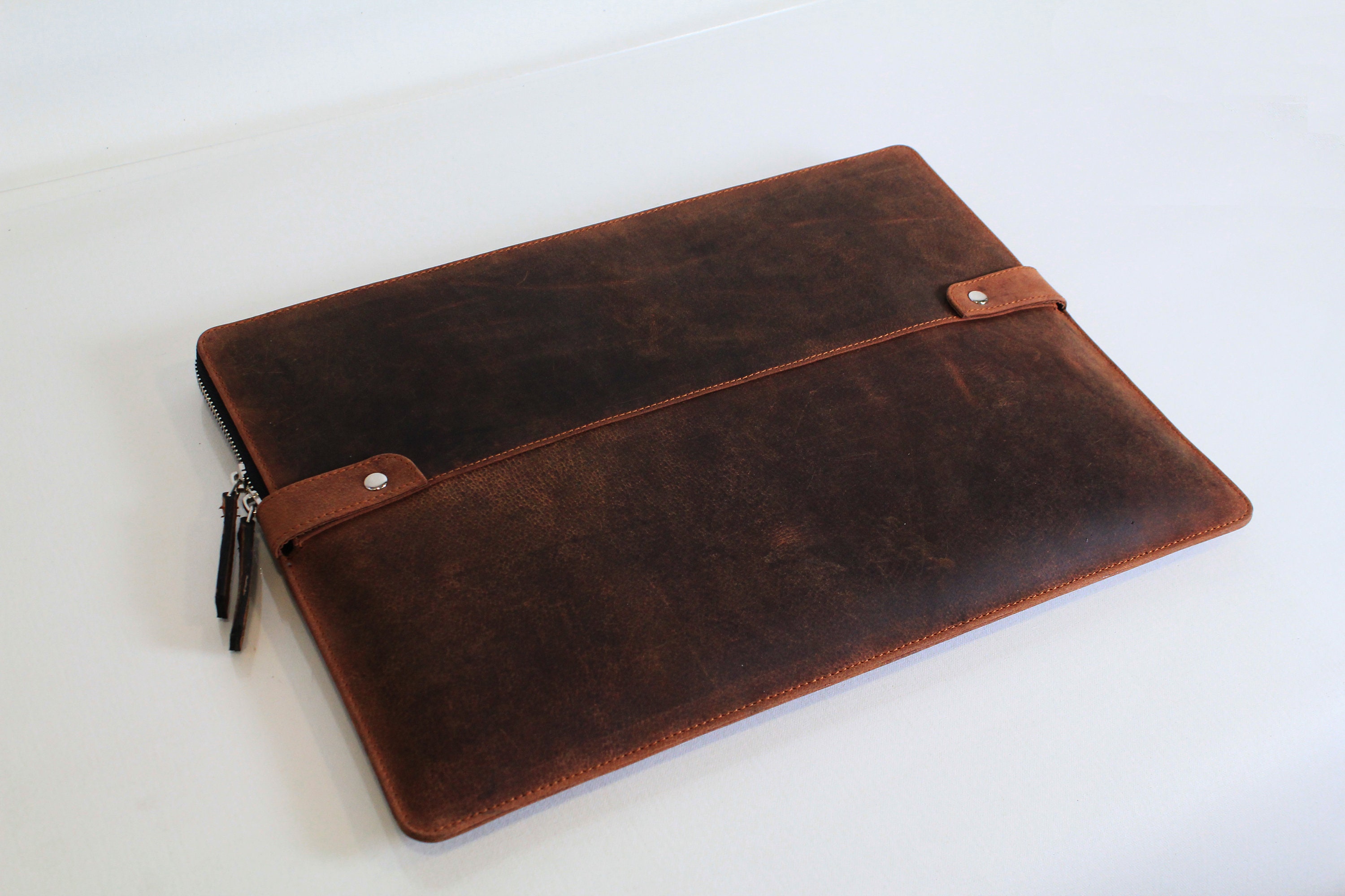 Handgefertigte Leder Laptop Sleeve Case mit Dokumenthalter Etsy