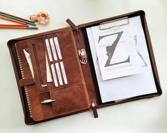Macbook Air 13 Leather Organizer For Women Leather Portfolio Folder, Leather Laptop Organizer, Document holder, Tablet Case, Document Folder