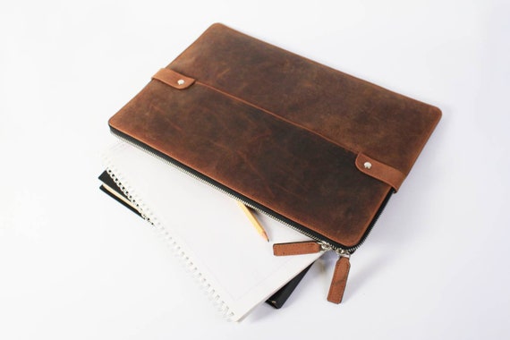 Leather Document Holder Porte Documents Cuir Brown 