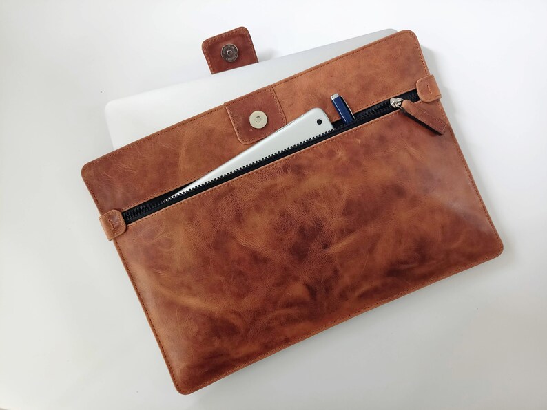Leather Document Holder, Porte Documents Cuir, Brown Distressed Leather
