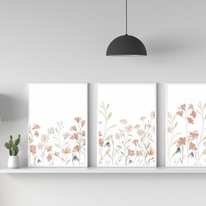 wildflower wall art downloadable digital print wildflowers print elegant floral prints neutral printable wild flowers  boho blush blue