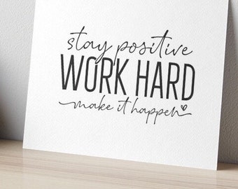 Work hard quote wall art positive affirmations digital prints empowering women work hard successful stay positive  make it happen svg png
