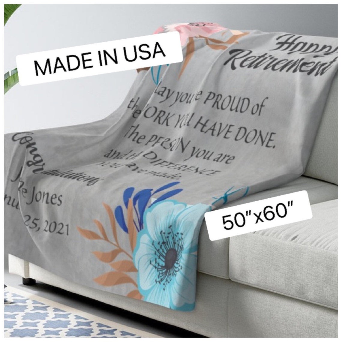 Personalized Retirement Blanket Retirement Gift Etsy