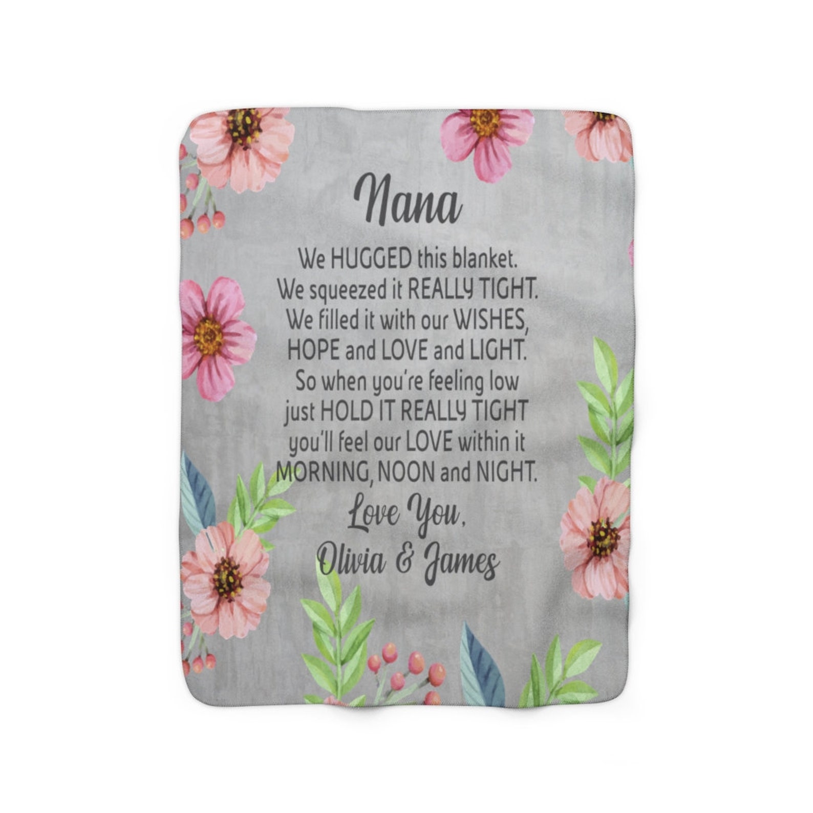 Nana Blanket Personalized Nana Blanket Grey Nana Blanket Etsy
