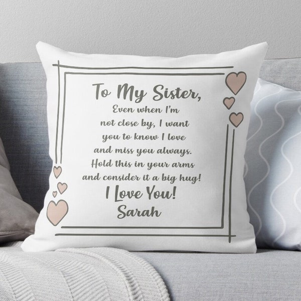 sister gift from sister personalized sister pillow from sister customizable best sister gift from sister inspirational sister gift