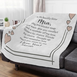 Sister gifts from sister personalized sister blanket personalized sister gift from sister from brother get well soon wishes healing comfort