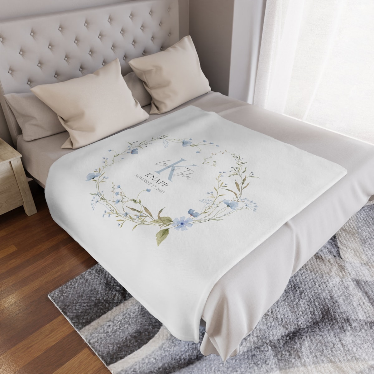 Wedding Gift for Couple Personalized Wedding Blanket Custom Wedding Gift for Bride and Groom Personalized Anniversary Gifts Blue Wild Flower - Etsy