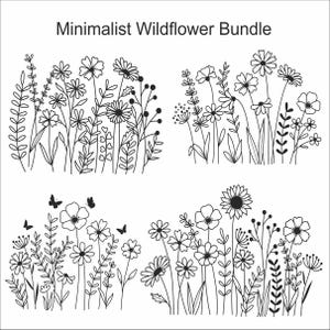 wildflower wall art downloadable digital print wildflowers print elegant floral prints wild flowers butterlfy mininamlist printable