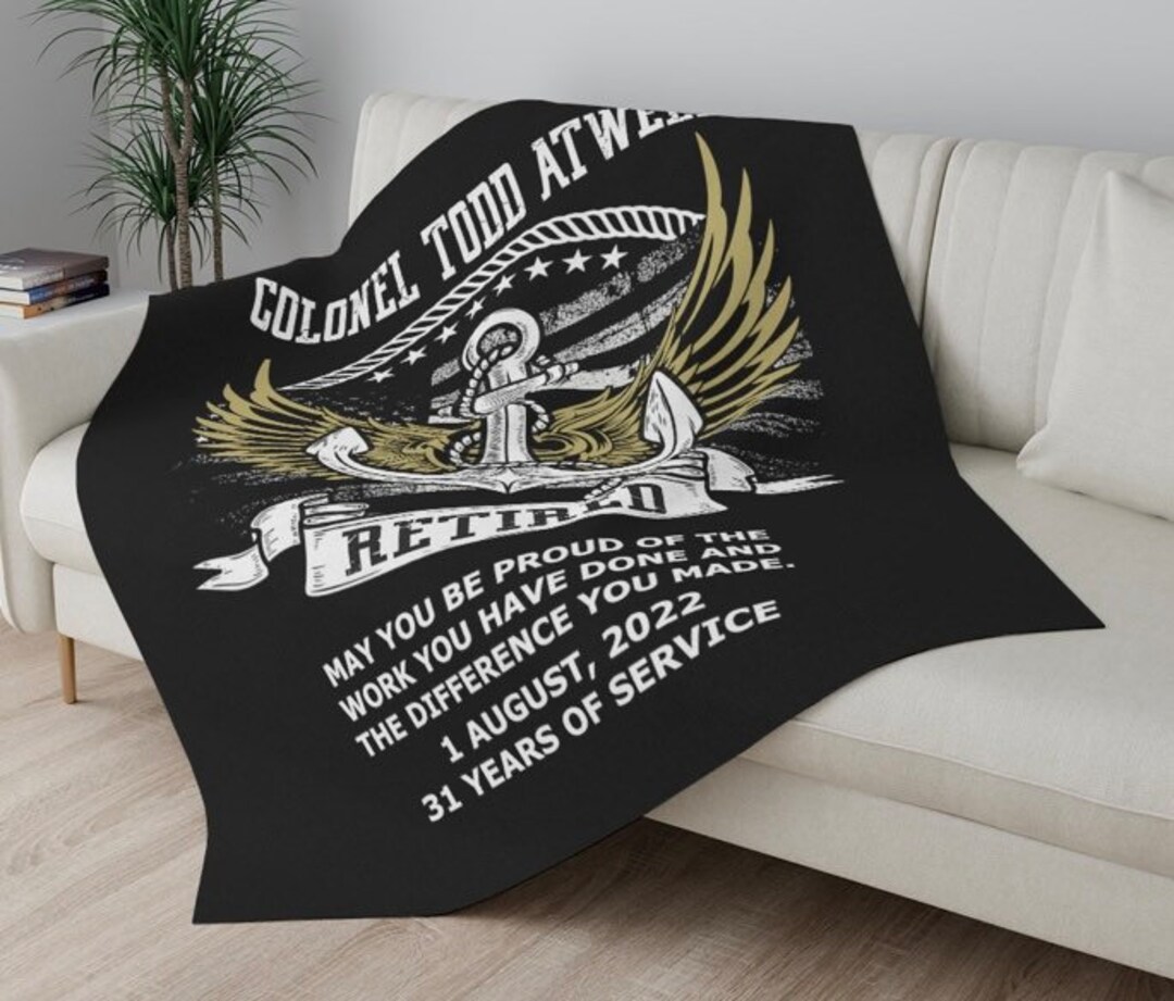 Navy Retirement Gift Personalized Navy Retirement Blanket Etsy