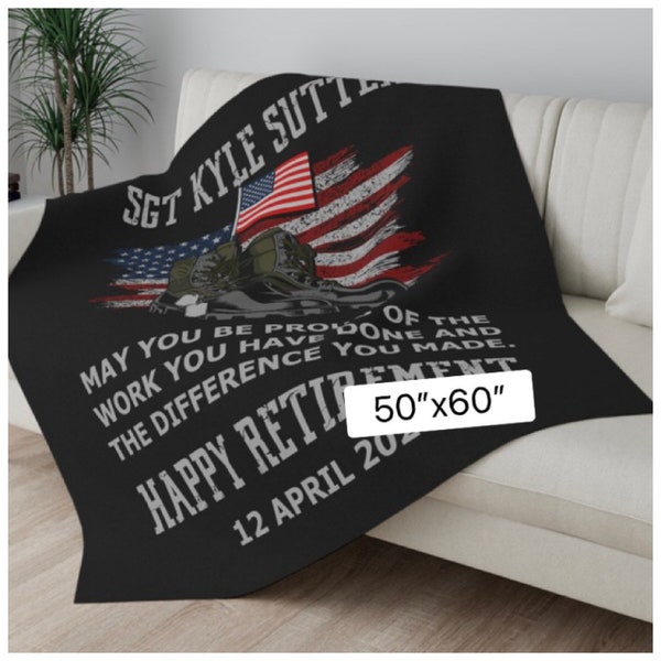 Army retirement gift personalized, military retirement gift, military retirement, army retirement,  army retirement blanket, personalized