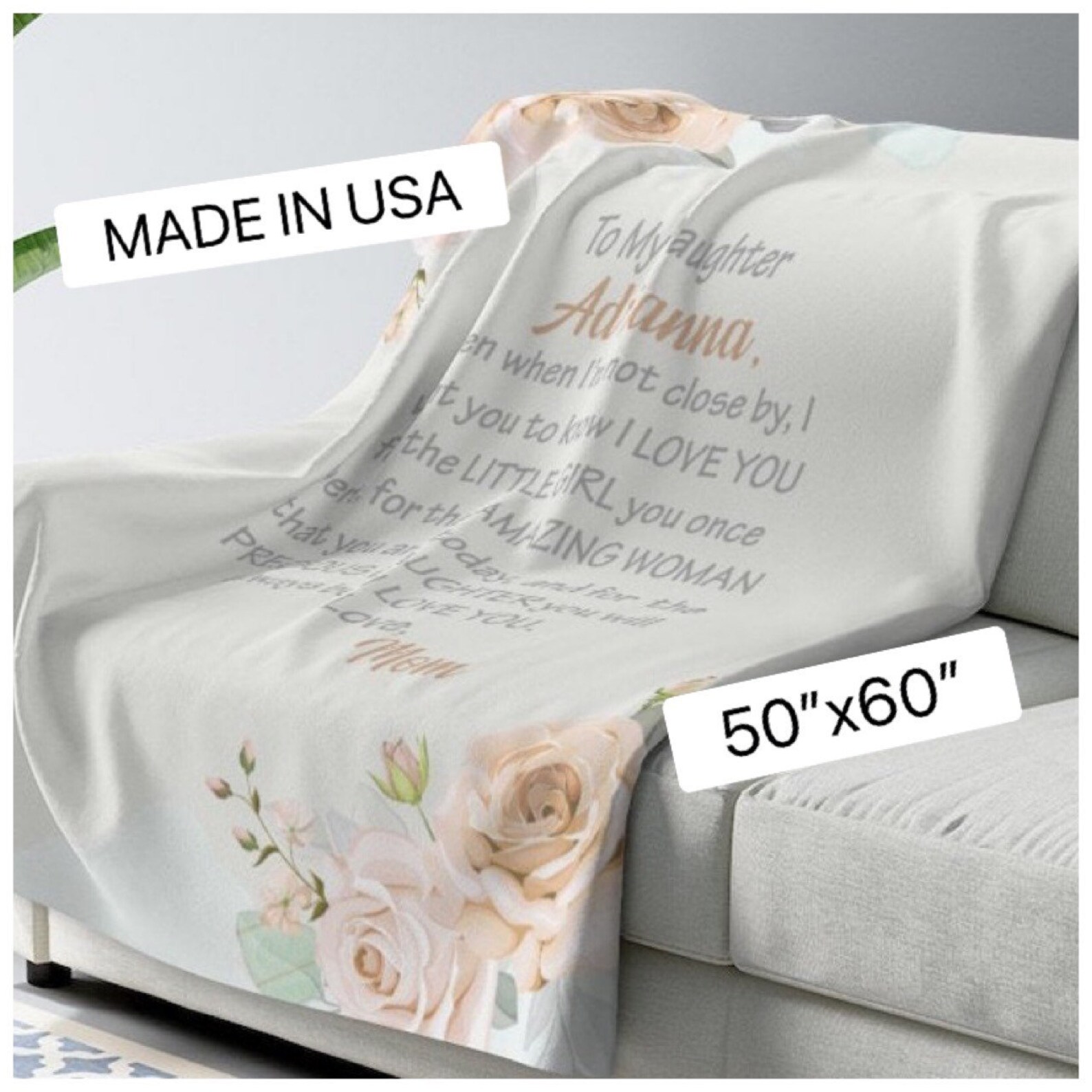 Personalized Daughter Blanket Personalized Grey Daughter Etsy