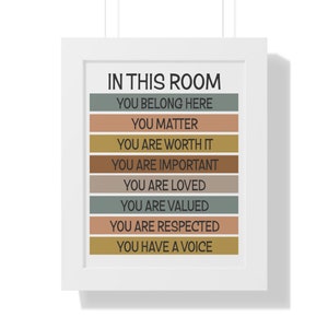 classroom equality wall art digital print inspirational classroom quote you belong here you matter positive downloadable empowering students