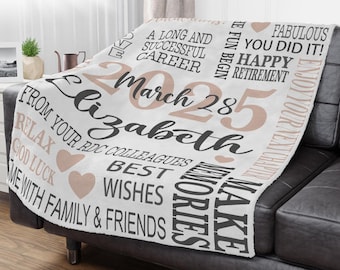 retirement gifts for women personalized retirement blanket custom coworker friend retirement gifts elegant grey pink 2025 goodbye gifts