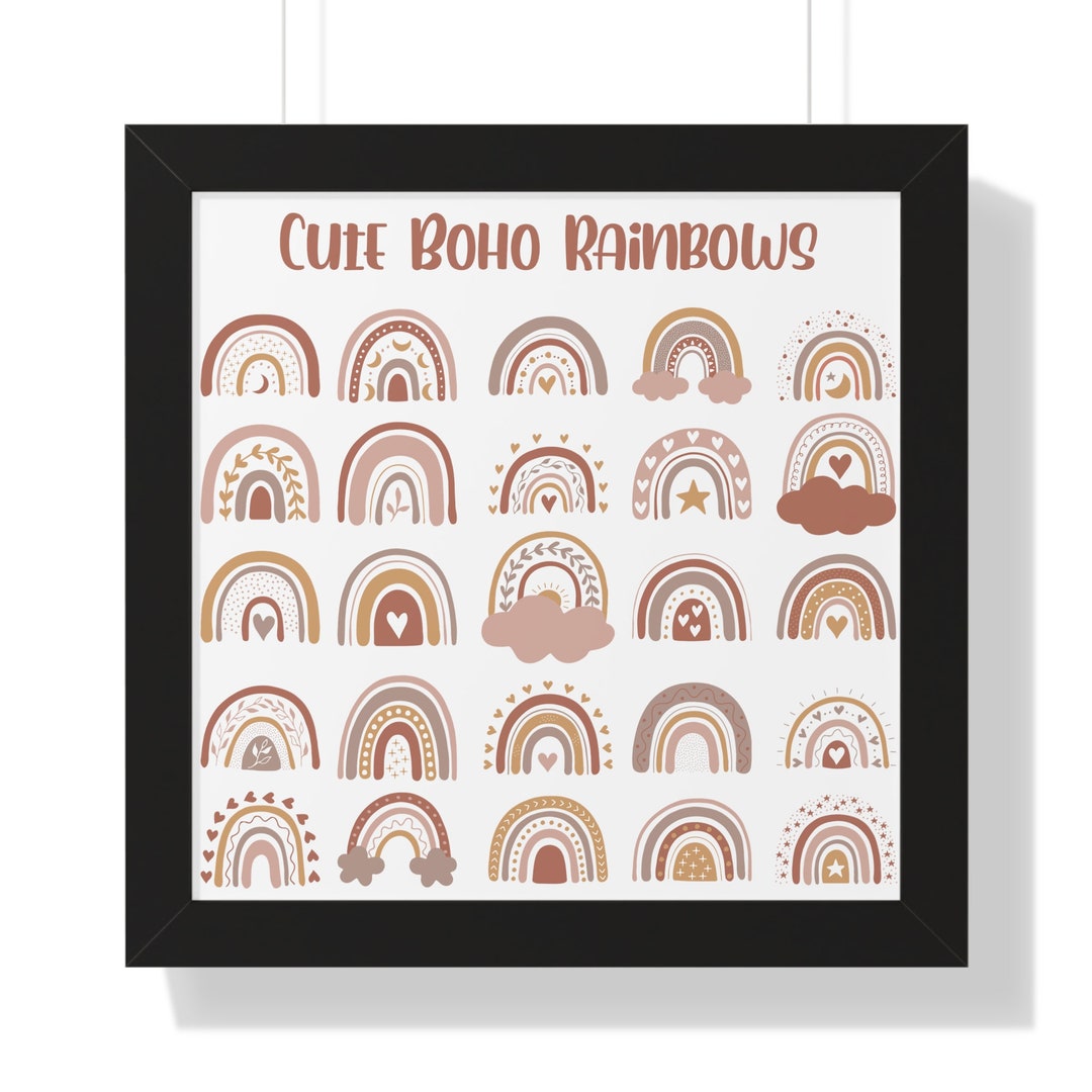 Boho Rainbow Svg Bundle Cute Rainbow Printable Digital Prints Hearts ...