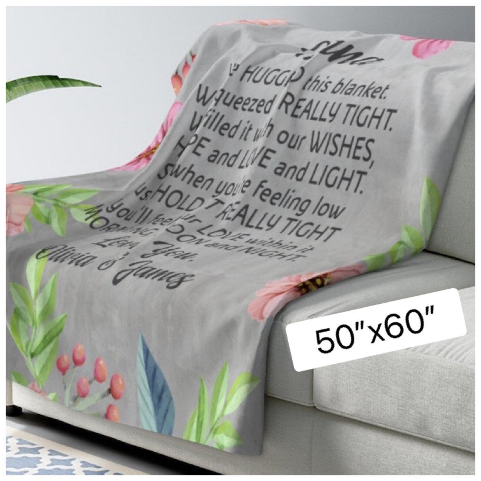 Nana Blanket Personalized Nana Blanket Grey Nana Blanket Etsy