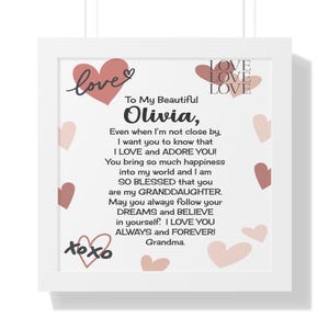 おばあちゃんナナからの孫娘へのパーソナライズされたギフト、孫娘のデジタルプリントウォールアート、孫娘、パパ、おじいちゃん、GG、G-Ma の印刷可能
