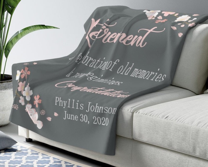Retirement Blanket Personalized Retirement Custom Etsy