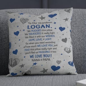 grandson gift from grandpa grandma papa nana personalized grandson pillow grey blue love grandson gifts  grandparents Easter