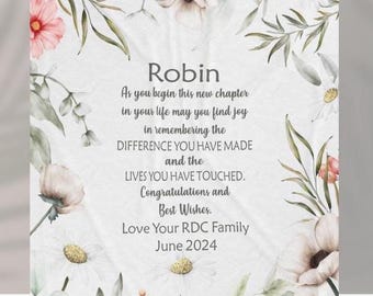retirement gifts for women personalized retirement blanket custom coworker friend teacher retirement gifts wild flower  white pink 2025