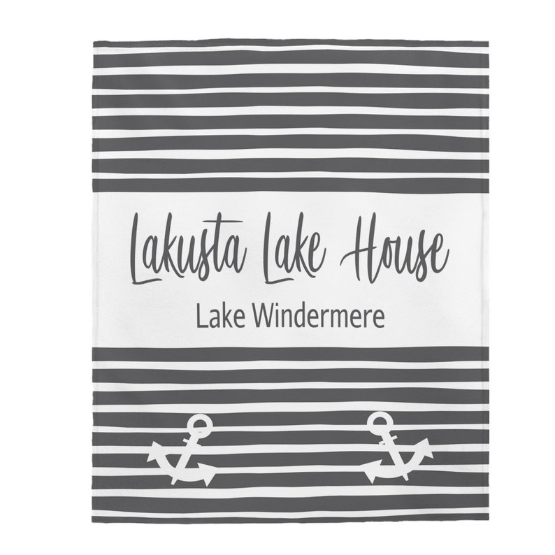 Lake House gifts personalized blanket custom family lake name custom grey lake modern minimalist new lake home image 2