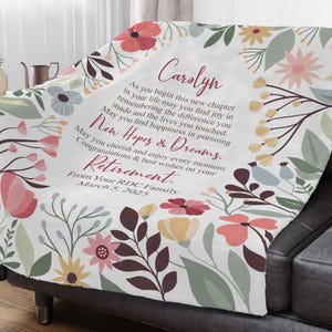Retirement Gifts for women Personalized coworker friend Retirement Blanket custom retirement gifts for women keepsake gift personalized