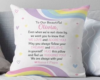 granddaughter gifts personalized grandma Grandpa pillow granddaughter papa nana grandparents customizable rainbow pink purple always