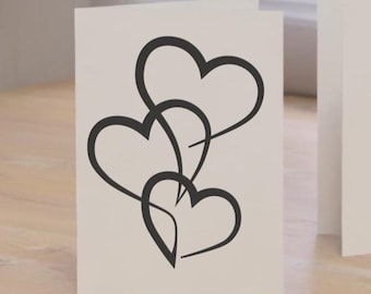 Three Hearts Printable SVG PNG Digital Print Downloadable Three