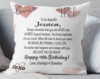granddaughter birthday gifts personalized pillow grandpa grandma nana papa grandparents customizable granddaughter pink inspirational love