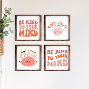 mental health wall art printable digital print children empowering kids wall art downloadable mental healthy brain be kind to your mind