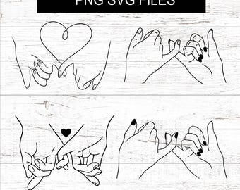 Amor pareja svg png impresión digital promesa de meñique amantes amigos descargable amor novios novias imprimible aniversario de bodas corazón