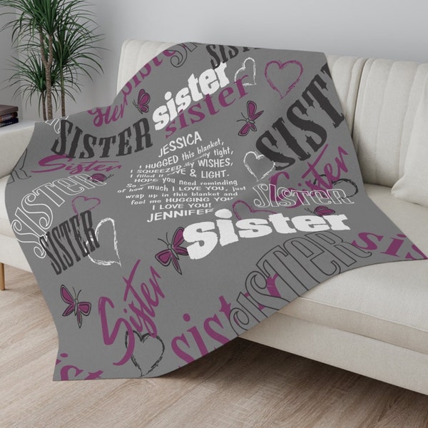 sister gifts from sister personalized sister blanket custom gifts inspirational customizable sister gift blanket I hugged this blanket grey