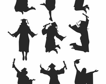 grad girl silhouette graduation 2024 svg png grad silhouettes girls printable digital prints pdf ai downloadable clipart cricut silhouettes