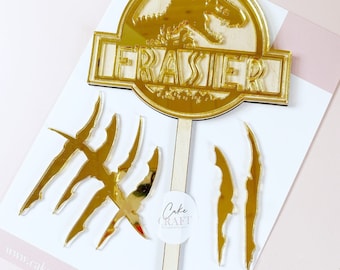 Personalised Dinosaur Cake Topper | Custom Birthday Topper | Acrylic Cake Topper | Dinosaur Birthday Party | T Rex Cake Topper | Dino Cake