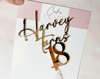 Personalised Birthday Age Topper | Acrylic Cake Topper | Name and Age Cake Topper | Custom Cake Topper | Birthday Cake | Happy Birthday Cake