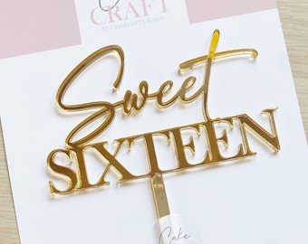 Sweet 16 Cake Topper | Sweet 16 Birthday | Sweet 16 Acrylic Cake Topper | Acrylic Cake Topper | Birthday Cake | Happy Birthday Milestone