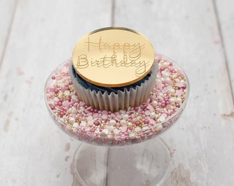 Happy Birthday Cupcake Topper | Birthday Cupcake Disc | Birthday Cupcake Charm | Happy Birthday Cake Charm | Acrylic Cupcake Decoration
