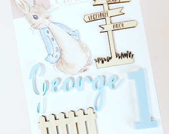 Peter Rabbit | Bunny Cake Topper Set | Peter Rabbit Cake Decoration | Personalised Peter Rabbit Cake Topper | Bunny Cake Charm | Easter Cake