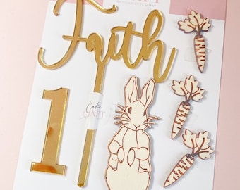 Peter Rabbit Cake Topper | Flopsy Bunny Cake Charms | Rabbit Cake Topper | 1st Birthday Cake Toppers | Wooden Bunny Cake Topper | Acrylic