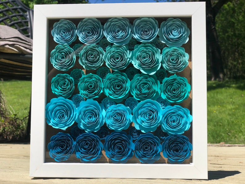 Personalized Handmade Cardstock Flower Shadow Box / Gifts for Etsy
