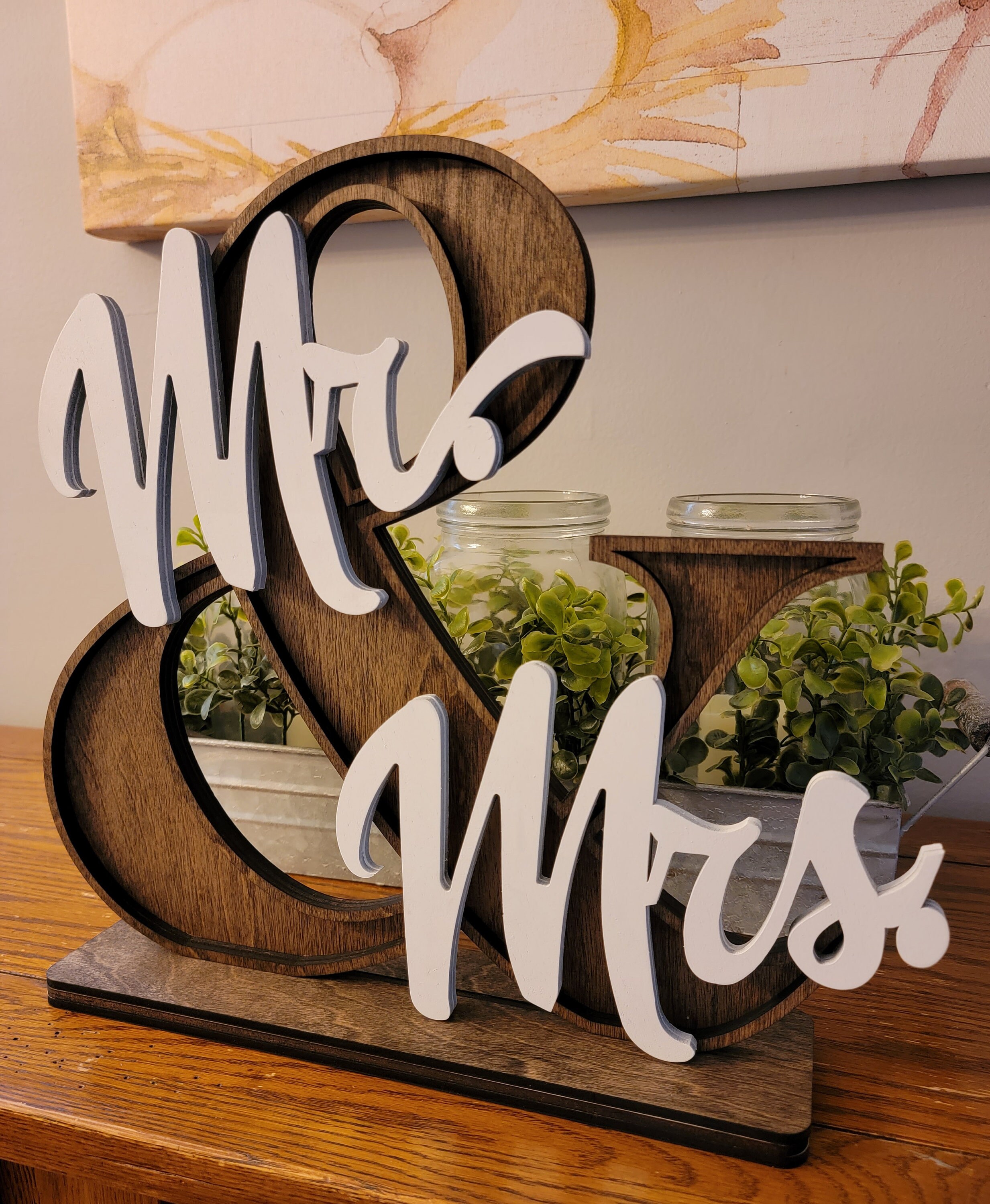 Mr Mrs Rustic Wedding Centerpiece