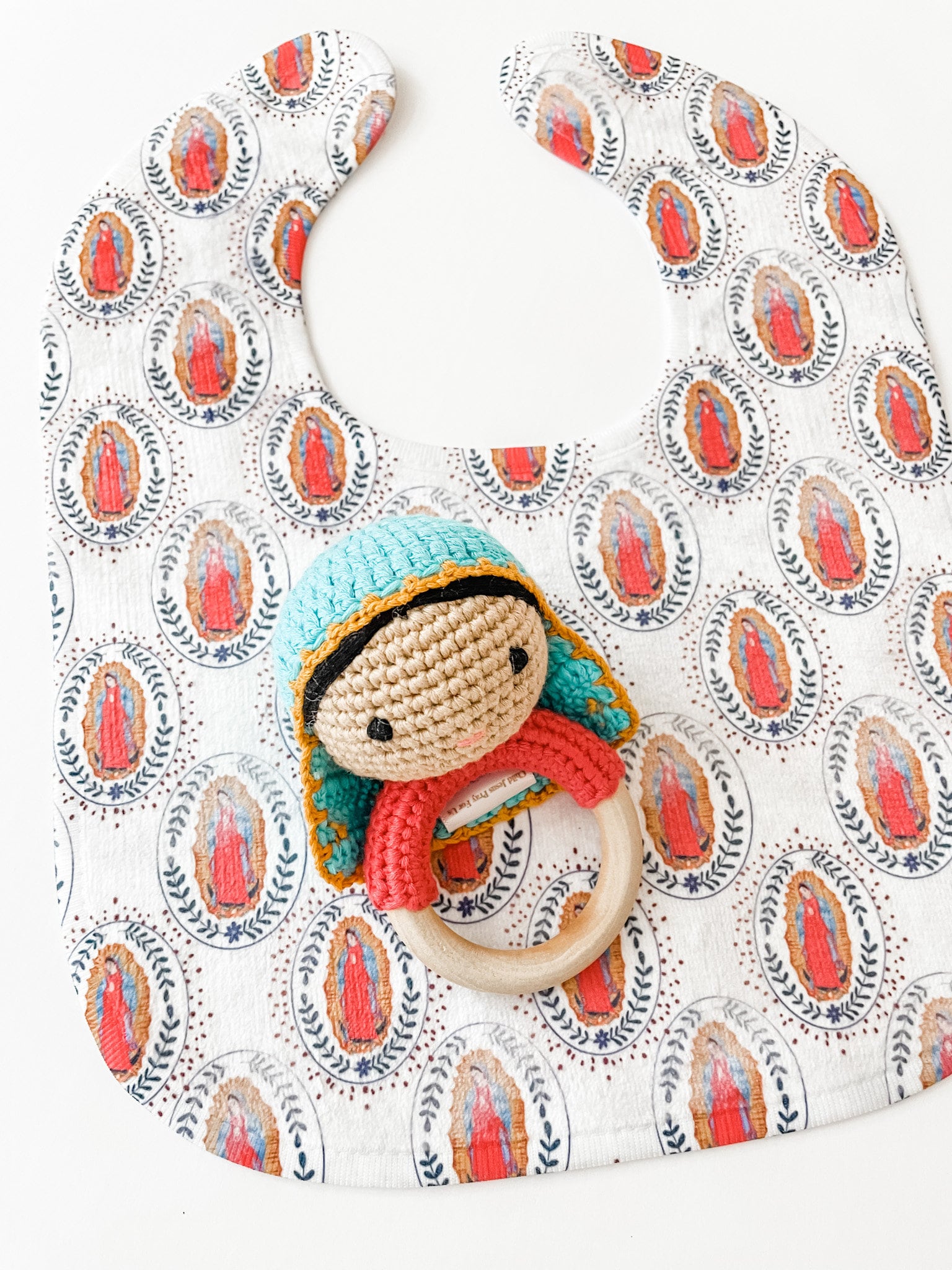 Our Lady of Guadalupe Bib and Pima Cotton Rattle | Catholic Baby Gift ...
