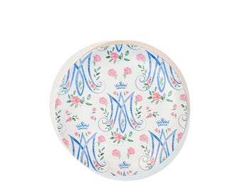 Auspice Maria Plate | Blessed Mother Floral Design, Catholic Home Decor