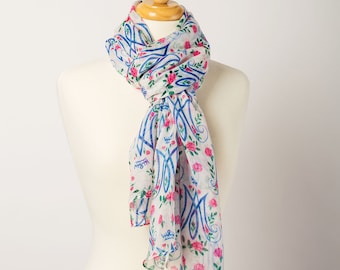 Ave Maria White Catholic Fashion Scarf Blessed Mother Scarf Catholic Mother&#39;s Day Gift Miraculous Medal